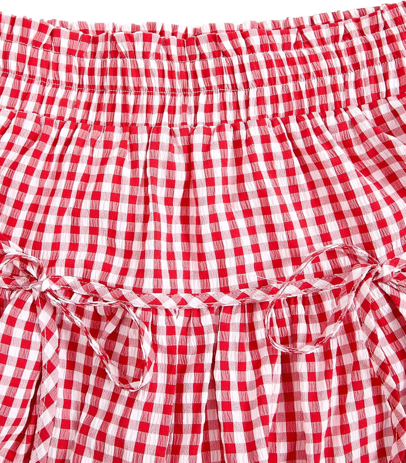 Verdusa Women's Bubble Skirt Ruffled Pleated Mini Skirt Elastic Waist Short Skater Skirts