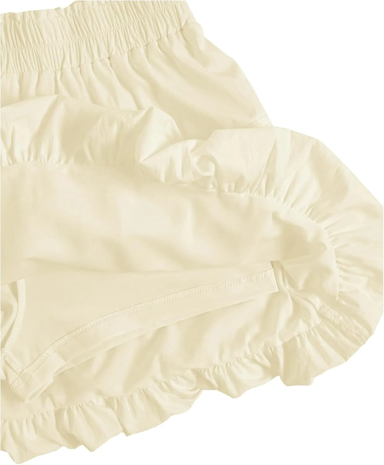 Verdusa Women's Bubble Skirt Ruffled Pleated Mini Skirt Elastic Waist Short Skater Skirts
