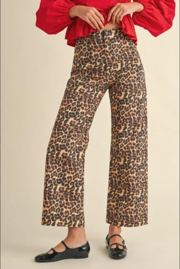 Wild Side Cheetah Print Wide Leg Pants