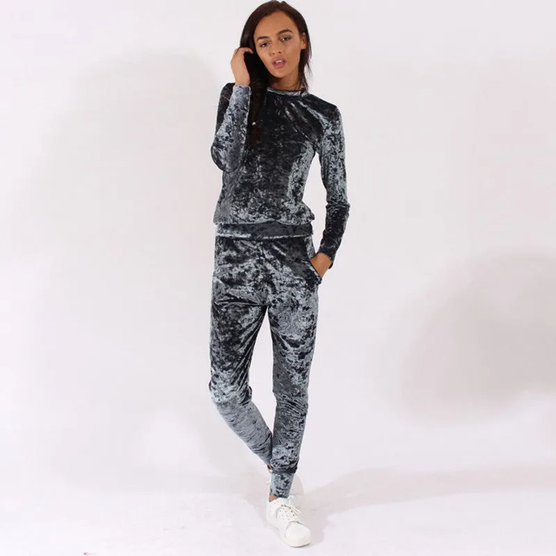 Women Tracksuit Velvet Hoodies   Pants 2 PCS Comprehensive Training Set Traning Exercise Gym Women Sports Suits