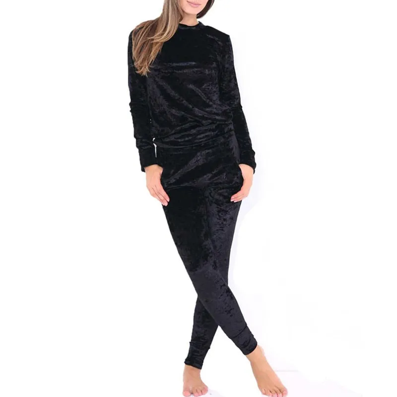 Women Tracksuit Velvet Hoodies   Pants 2 PCS Comprehensive Training Set Traning Exercise Gym Women Sports Suits