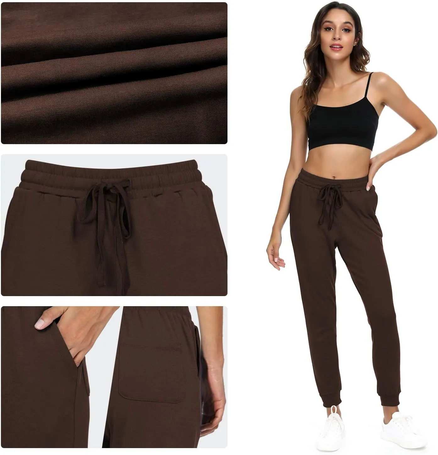 Women's Joggers Pants Active Sweatpants Cotton Tapered Workout Yoga Lounge Track Pants with Pockets